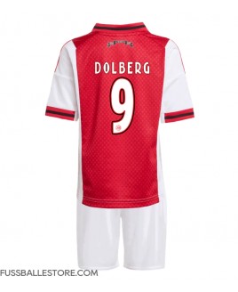 Günstige Ajax Kasper Dolberg #9 Heimtrikotsatz Kinder 2025-26 Kurzarm (+ Kurze Hosen)